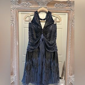 Mango “Moments” - Blue and Black sequined dress -Size 6